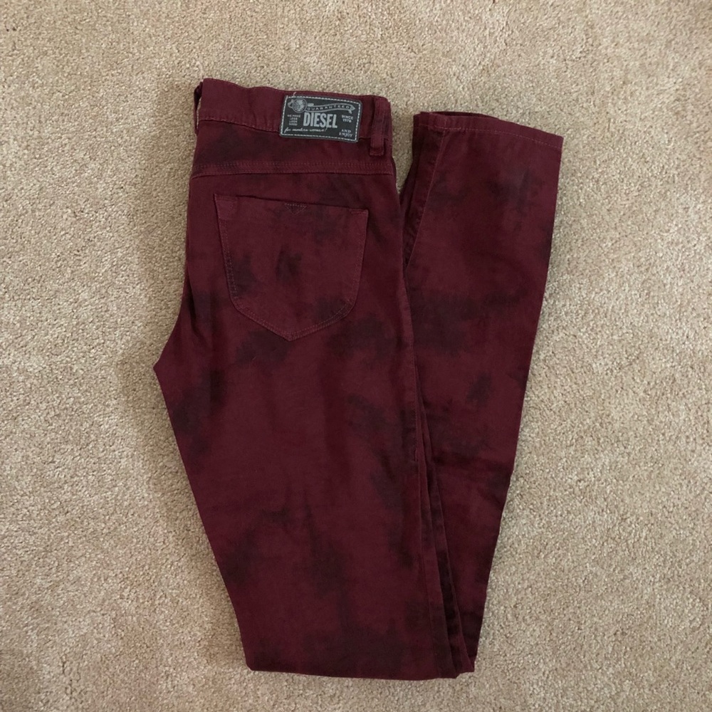 Burgundy Diesel low rise skinny jeggings